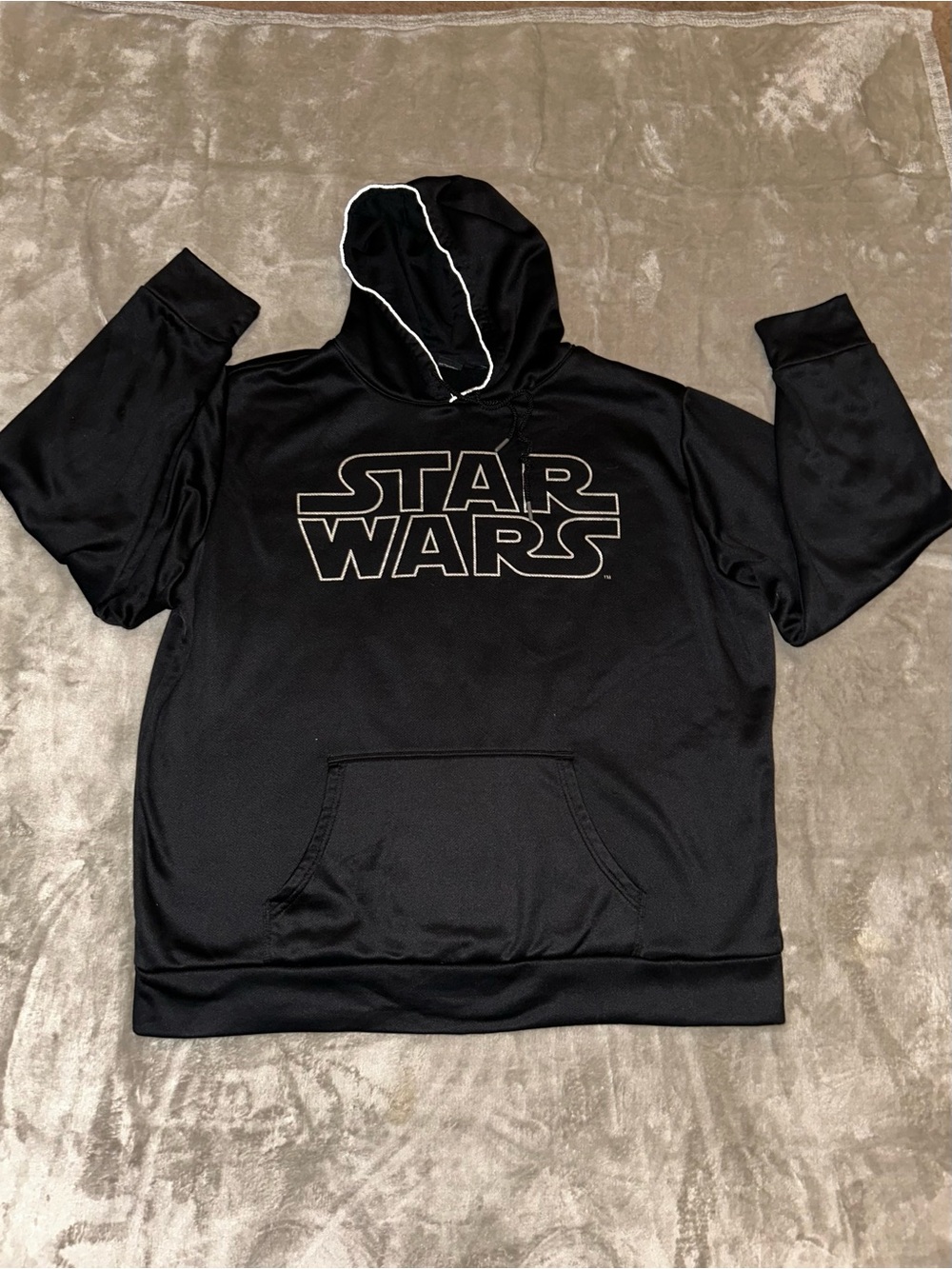 Star Wars Logo Black Hoodie with White Trim XXL